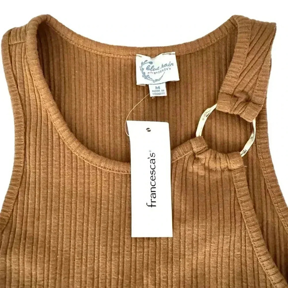 NWT Francesca's Womens Medium Beige Tank Dress Sleeveless Ribbed Knit Midi - Picture 9 of 14
